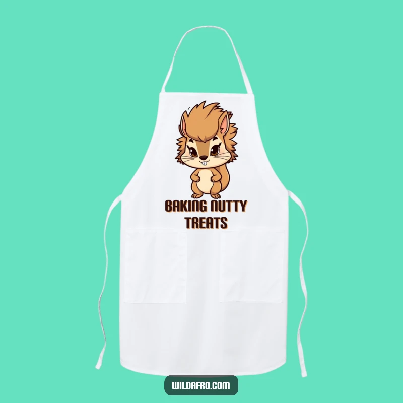 Funny Squirrel Afro Apron - Determined Nut Collector Kitchen Wear, Great Gift