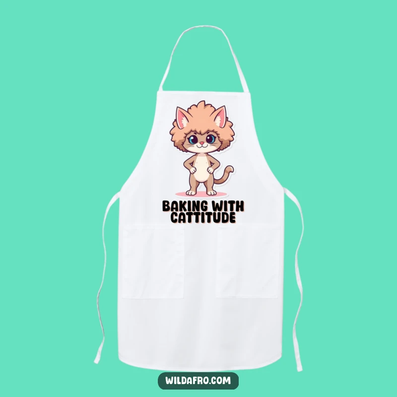 Funny Cat Afro Apron: Proud Character Strutting Afro for a Stylish Gift