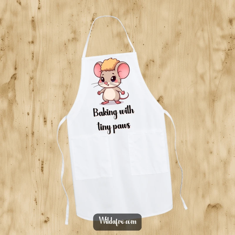 Funny Mouse Apron w/ Afro, Determinedly Tapping Feet, Humorous Kitchenwear for Chefs