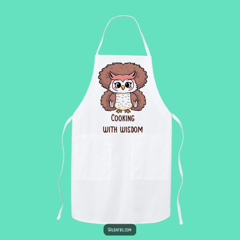 Funny Owl Afro Apron: Playful Character On Top Kitchen Gift