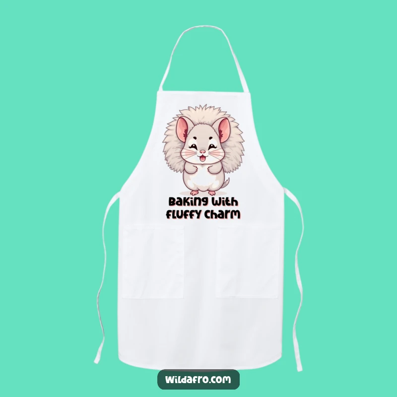 Funny Chinchilla Afro Apron: Giggling Character Hiding for a Cute Gift