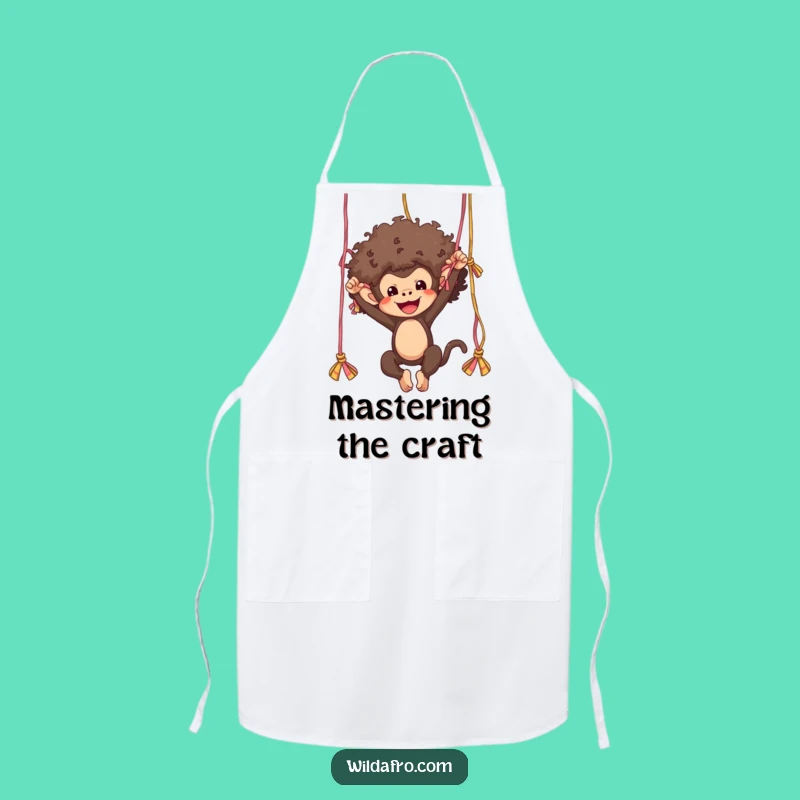 Funny Monkey Afro Yarn Swing Apron - Kitchen Humor Gift