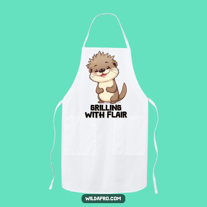 Funny Otter Spiky Afro Apron - Confident Cooking, Great Humorous Gift
