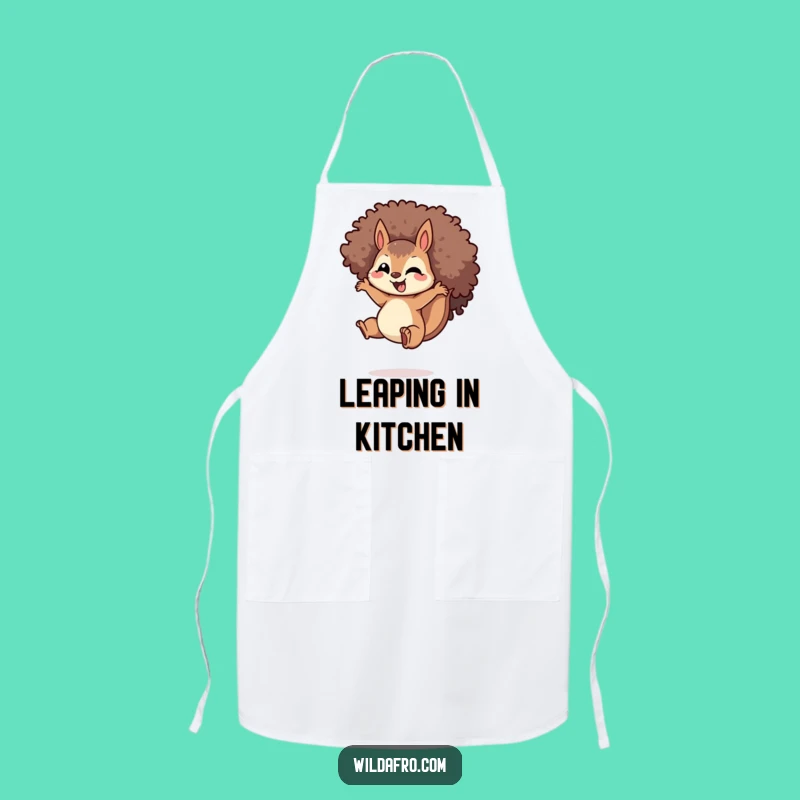 Funny Squirrel Afro Jump Apron: Cook with Joyful, Nutty Energy