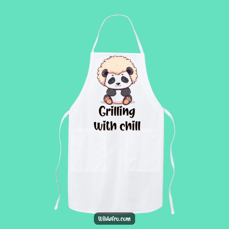 Funny Panda Afro Apron: Contented Chef Style with Magnificent Round Flair