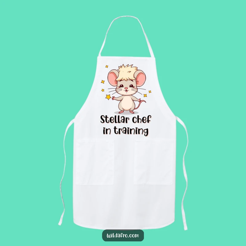 Funny Mouse Juggling Stars Apron - Cook Up Some Cosmic Fun in the Kitchen