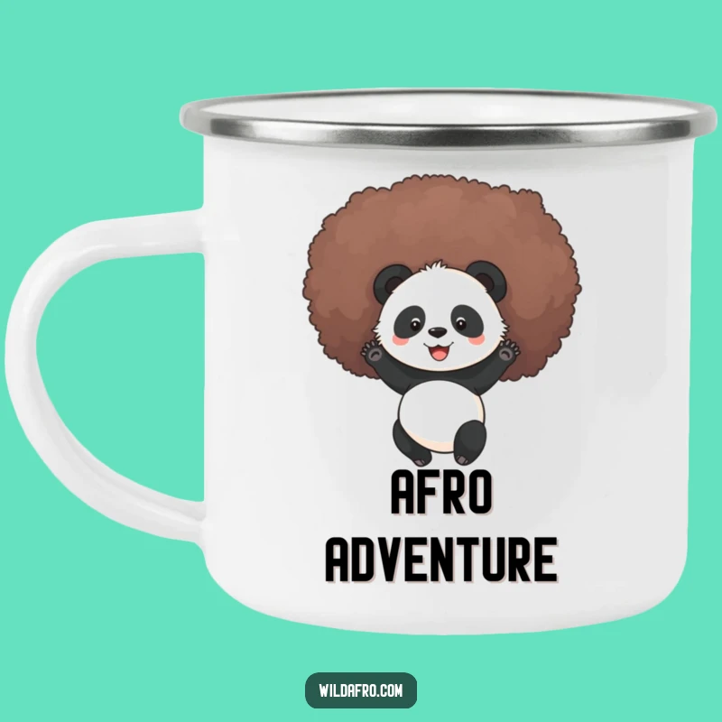 Funny Panda Afro Roll Camping Mug: Your Joyful Companion for Hilarious Adventures!