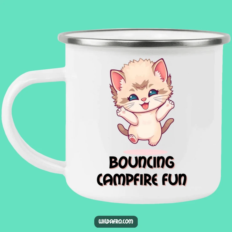 Funny Kitten Afro Camping Mug - Durable & Joyful Outdoor Cup Gift