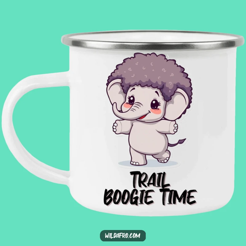 Campfire Boogie Elephant Afro Wig Camping Mug - Funny Outdoor Dance Party Gift!