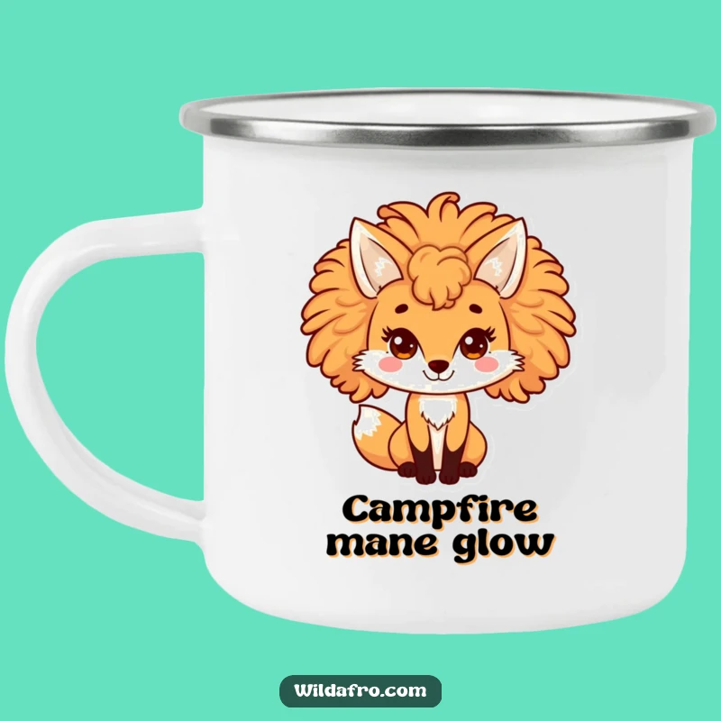 Funny Fox Afro Camping Mug - Curly Haired Vixen Outdoor Mug, Perfect Gift