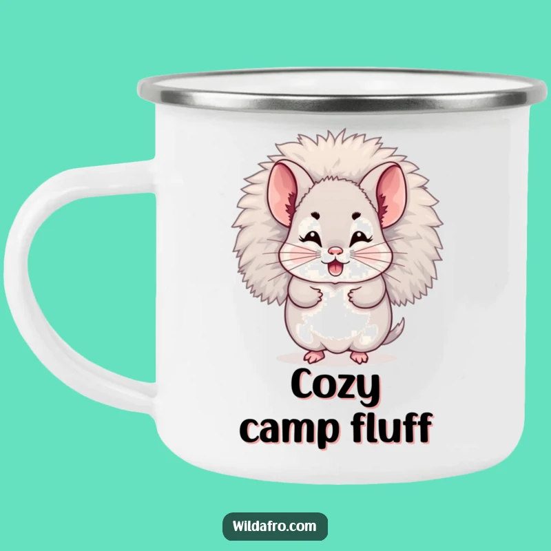 Funny Chinchilla Afro Camping Mug: Giggling Character Hiding for a Cute Gift