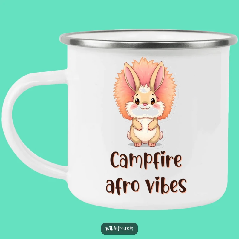 Funny Bunny Afro Camping Mug - Durable & Groovy Outdoor Cup Gift