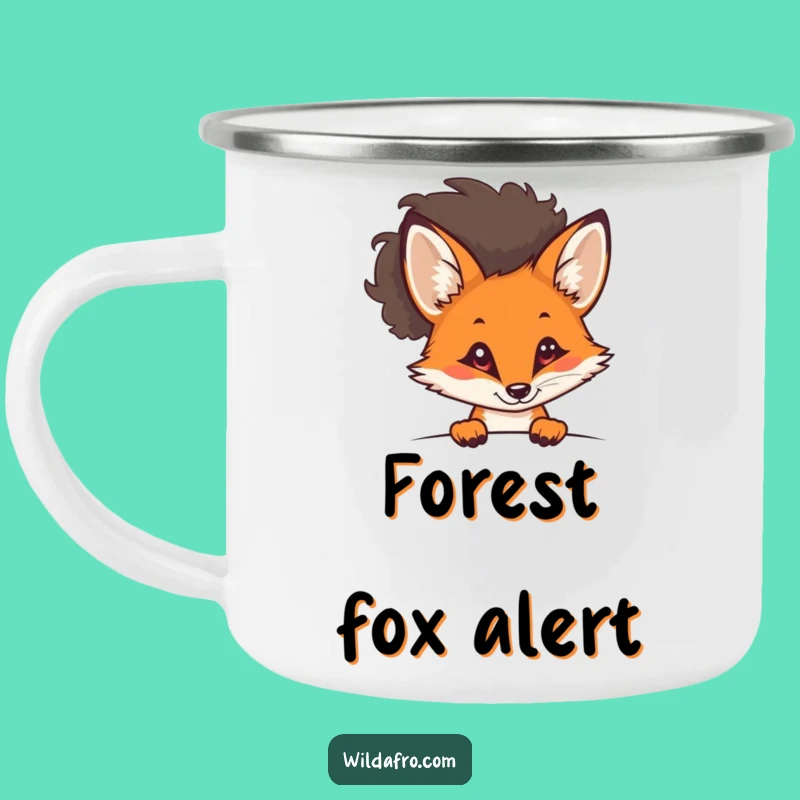 Funny Fox Afro Camping Mug - Sly Feline Drinkware for Adventures