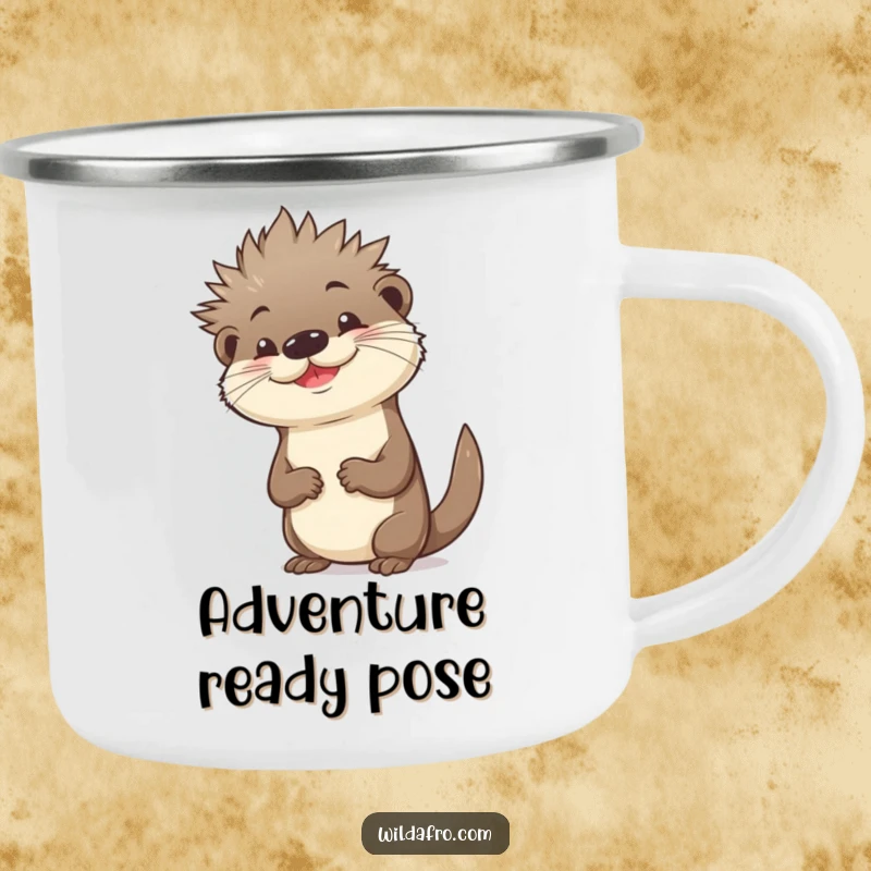 Funny Otter Camping Mug with Spiky Afro and Confident Pose - Outdoor Cool