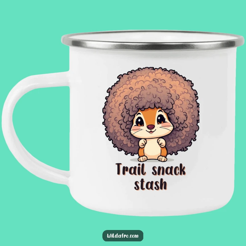 Funny Squirrel Afro Camping Mug: Curious Character Peek Gift