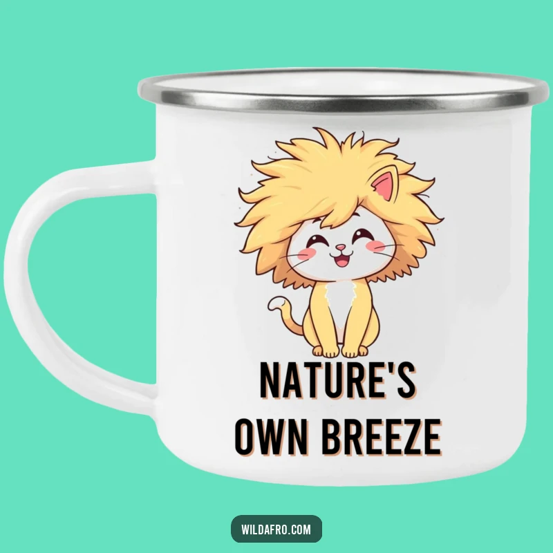 Funny Cat Afro Camping Mug - Hilarious Outdoor Pet Mug, Perfect Gift