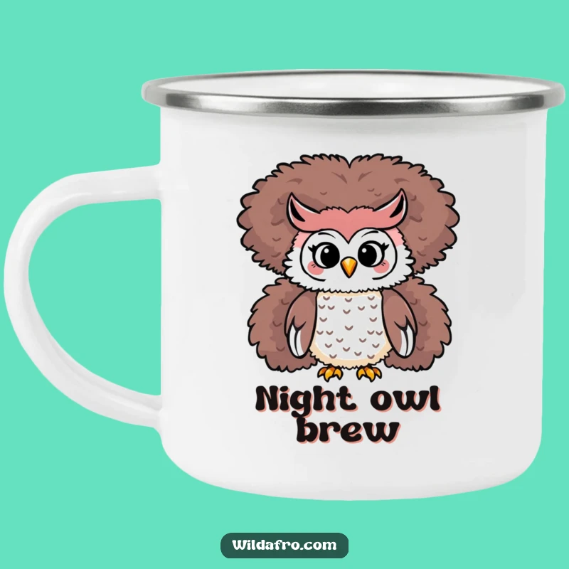 Funny Owl Afro Camping Mug: Playful Character On Top Gift
