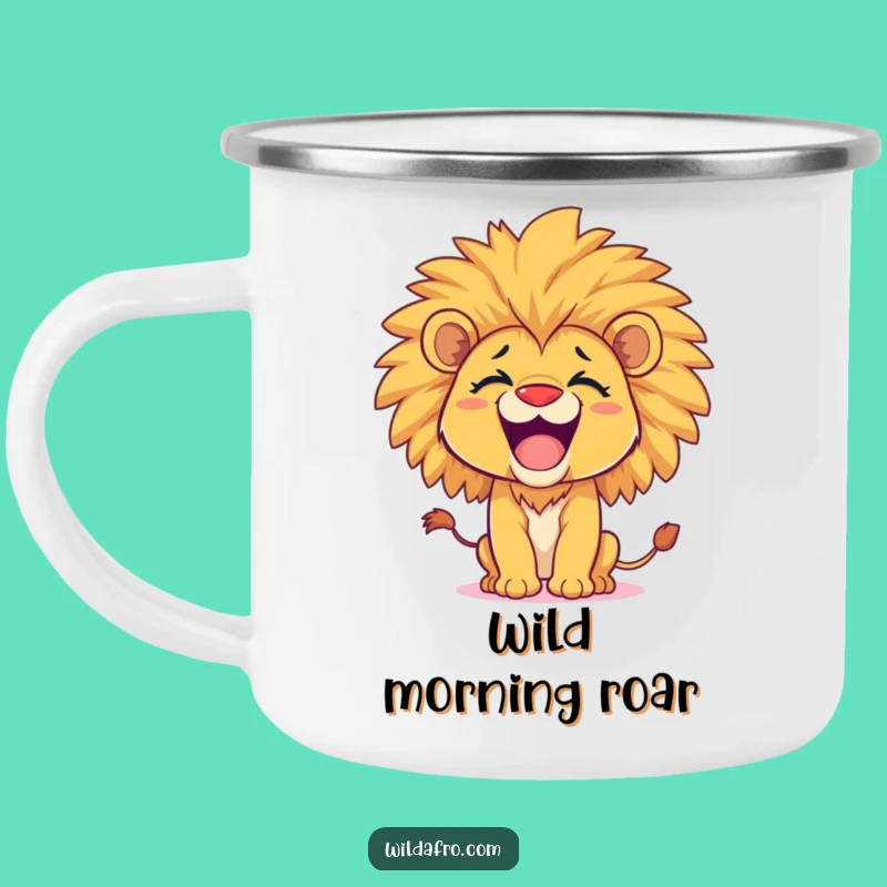 Funny Lion Cub Afro Camping Mug - Outdoor Roar Gift