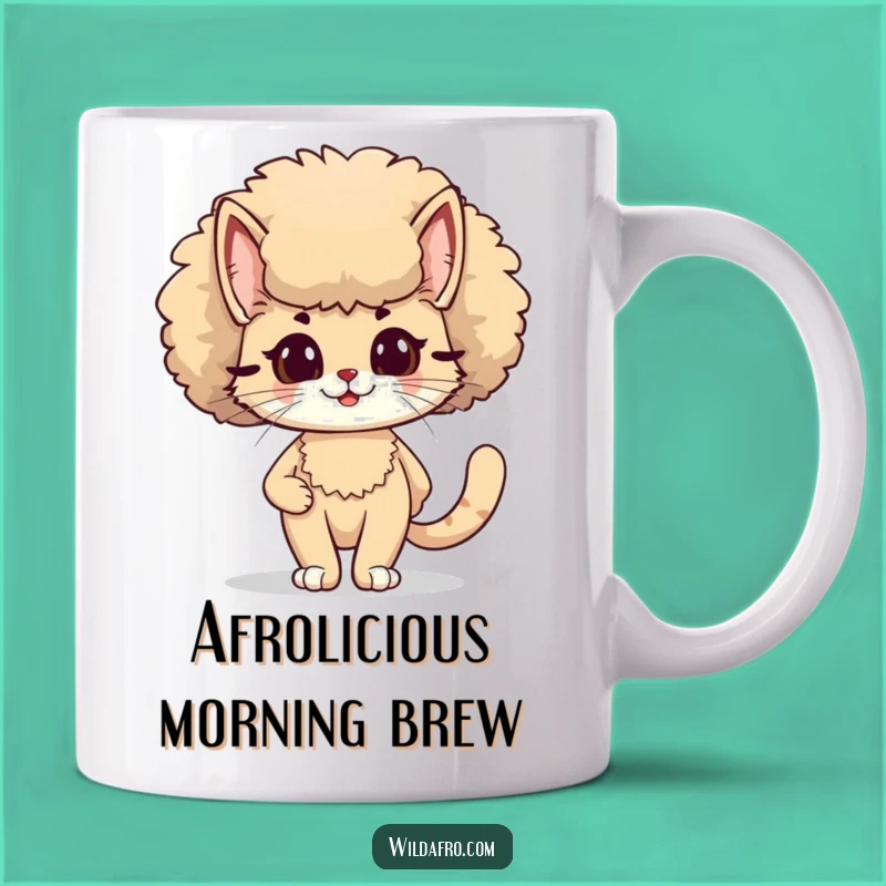 Funny Cat Afro Mug - Groovy Feline Fashion Gift for Cat Lovers