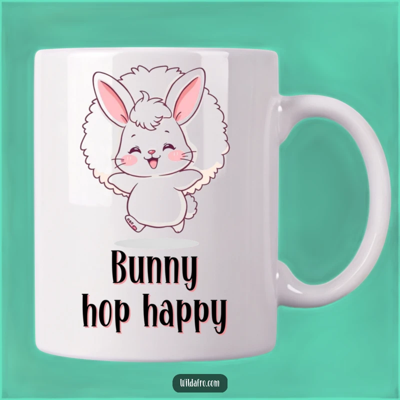 Funny Bunny Afro Mug: Hop into Happiness with Fuzzy Fun!