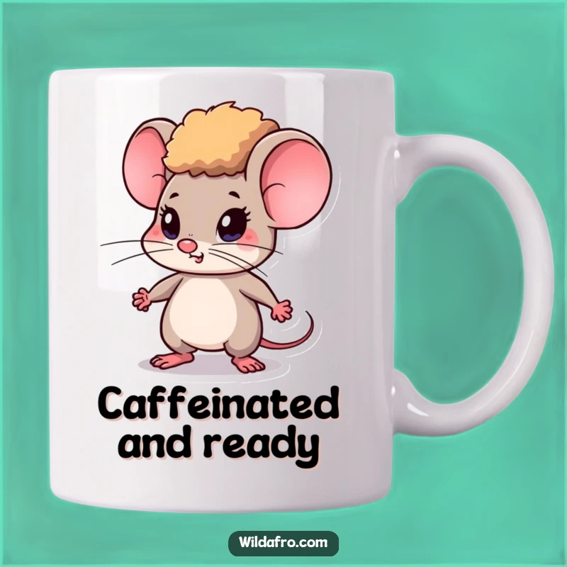 Funny Determined Mouse w/ Afro Mug - Motivated Gift Idea