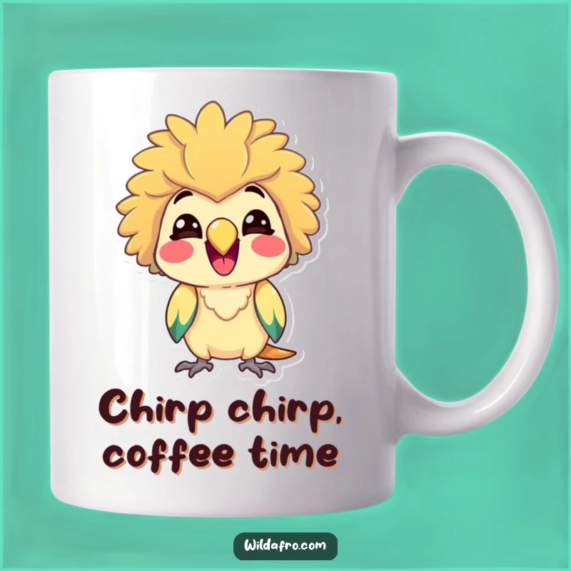 Funny Delighted Parrot w/ Afro Mug - Cheerful Gift Idea