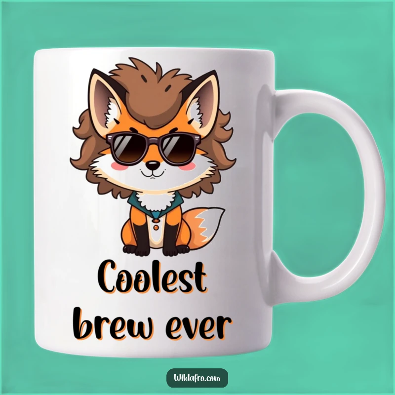 Funny Fox Afro Sunglasses Mug, Cool Animal Art, Hilarious Hipster Gift Idea