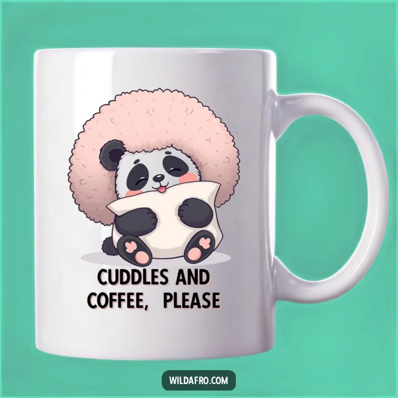Funny Panda Afro Pillow Mug: Adorable Hugs and Hilarious Hair Humor
