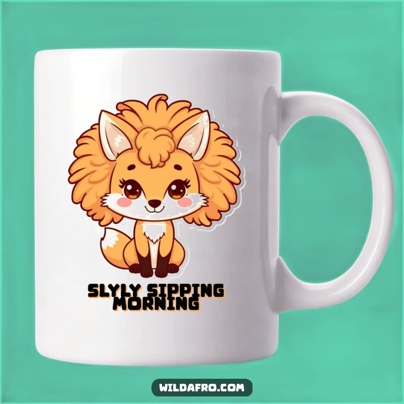 Funny Fox Afro Mug - Playful Canine with Curly Hair, Perfect Gift