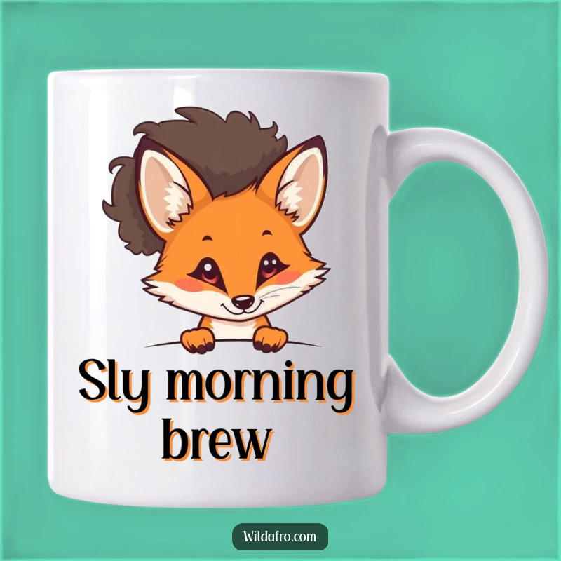 Funny Fox Afro Mug - Sly Feline Fashion Gift for Clever Minds