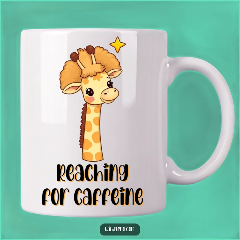 Funny Giraffe Afro Star Mug, Whimsical Animal Art, Hilarious Dreamer Gift Idea