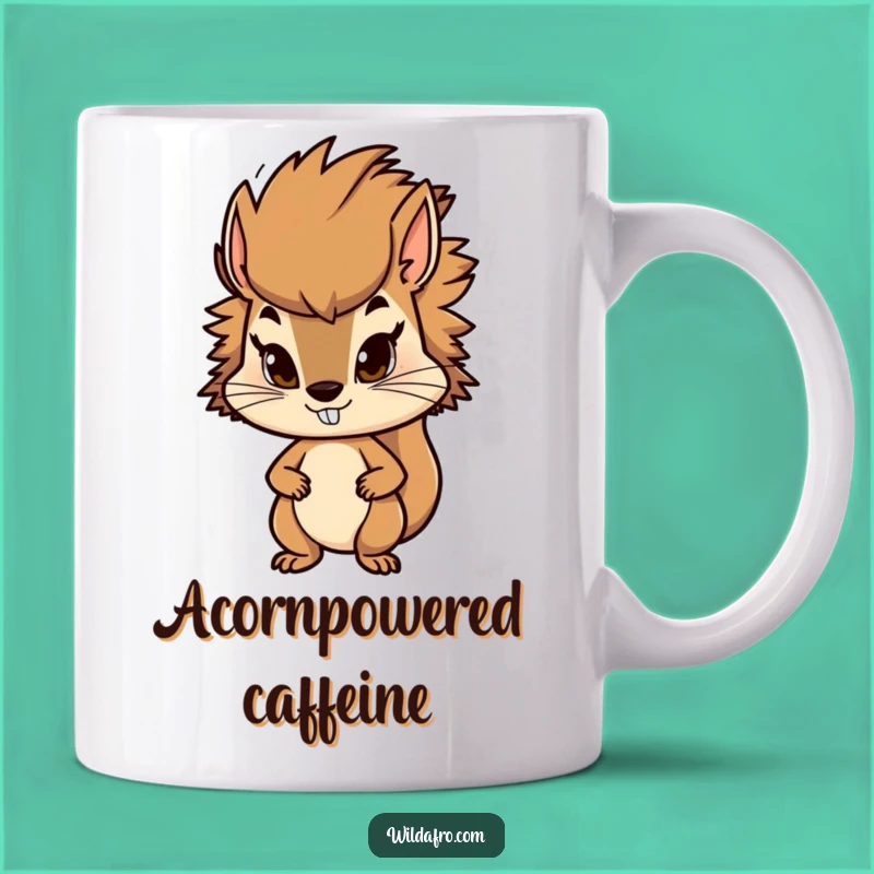 Funny Squirrel Afro Mug - Determined Nut Collector, Unique Gift