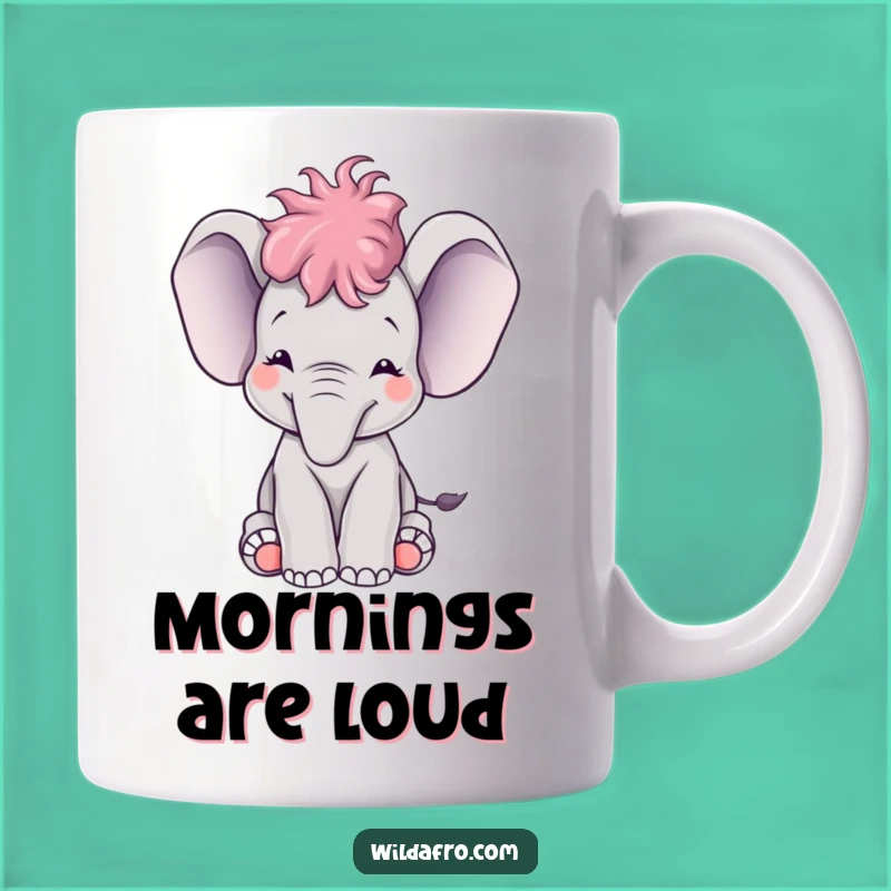 Funny Elephant Afro Trumpet Mug - Cheerful Animal Gift