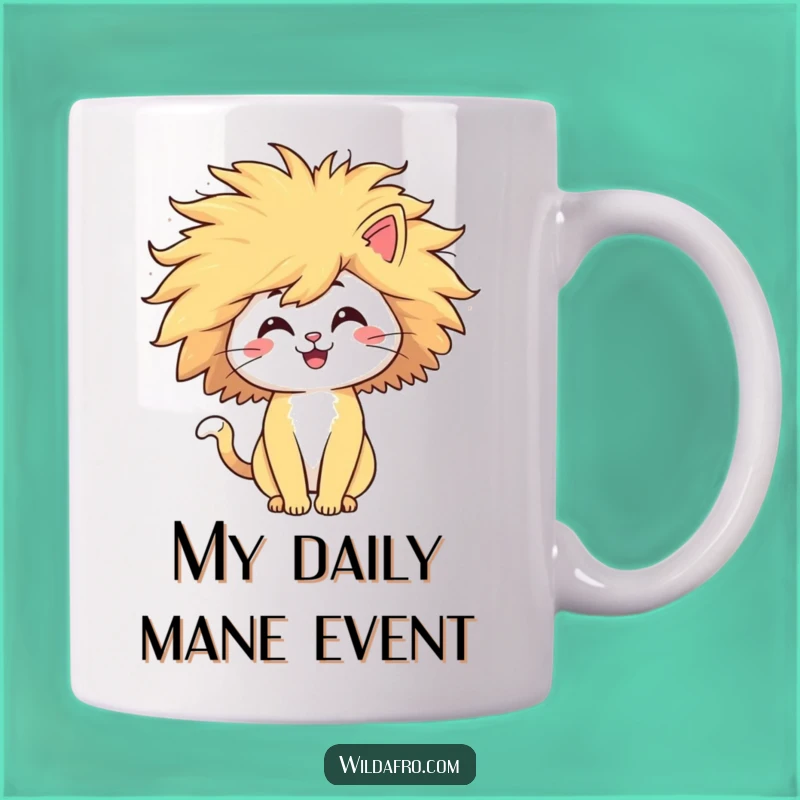 Funny Cat Afro Windblown Mug - Hilarious Pet Gift for Cat Lovers