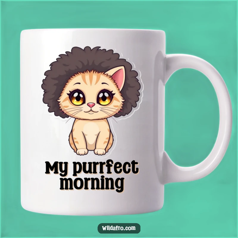 Funny Cat Afro Mug: Unleash Your Inner Disco Diva Cat!