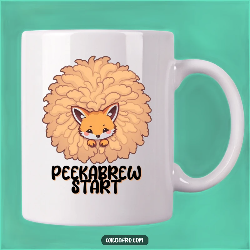 Funny Fox Afro Mug: Peek-a-Boo with this Curly Haired Friend!