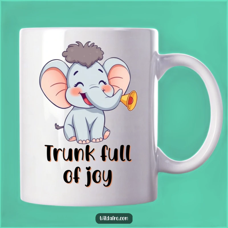 Funny Giggling Elephant w/ Afro Mug - Perfect Joyful Gift