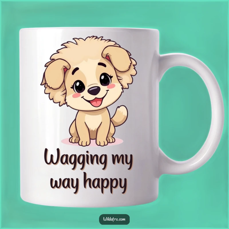 Funny Dog Afro Mug - Happy Wagging Tail Coffee Cup, Perfect Cheerful Gift