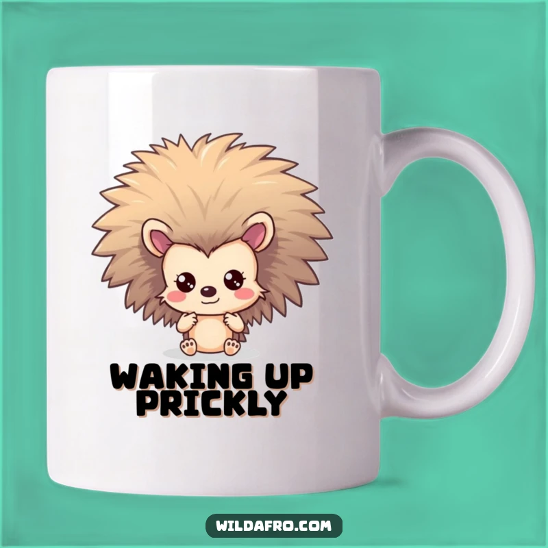 Funny Hedgehog Afro Mug: Shy Character Hiding Gift