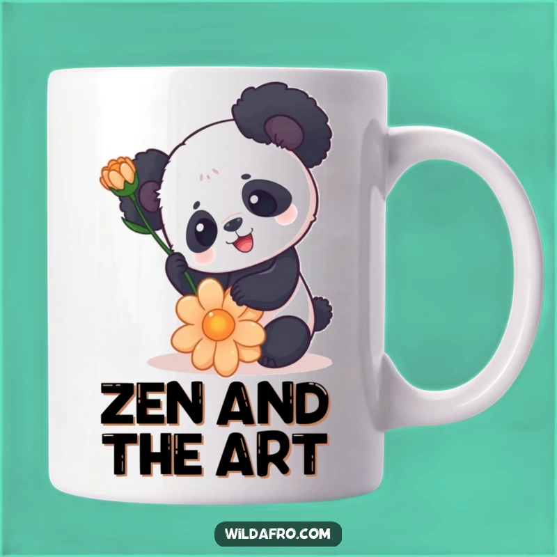 Funny Panda Afro Flower Balance Mug - Adorable, Hilarious Gift for Animal Lovers