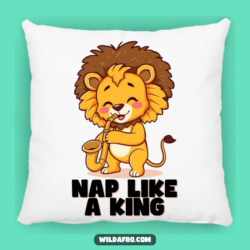 Comfy Lion Saxophone Afro Pillow - Snuggle Up with This Funny Musical Decor!