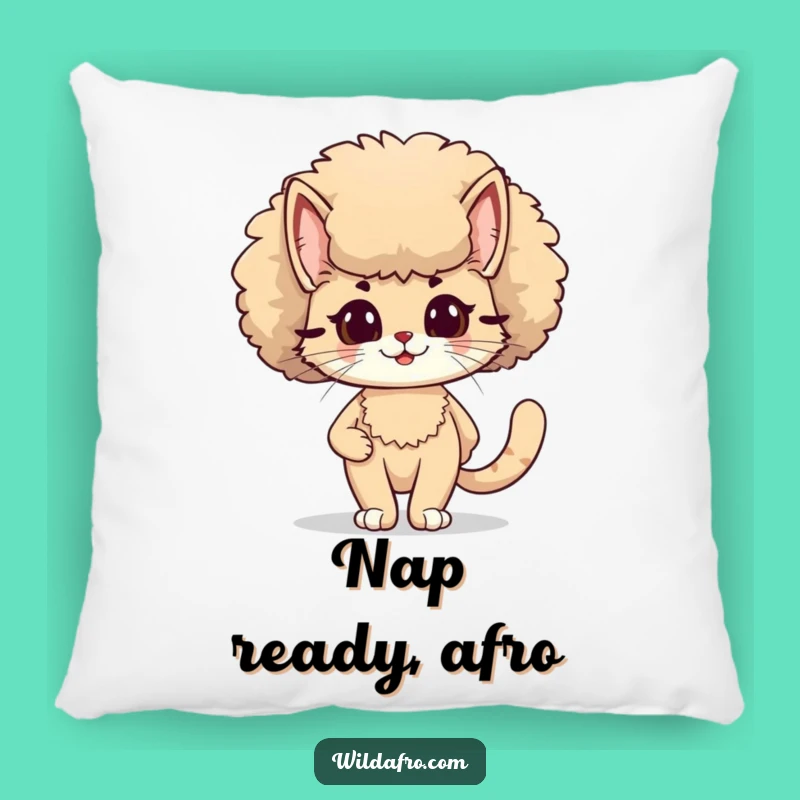 Funny Cat Afro Pillow - Cozy Feline Comfort with Retro Style