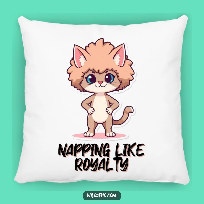 Funny Cat Afro Pillow: Proud Character Strutting Afro for a Stylish Gift