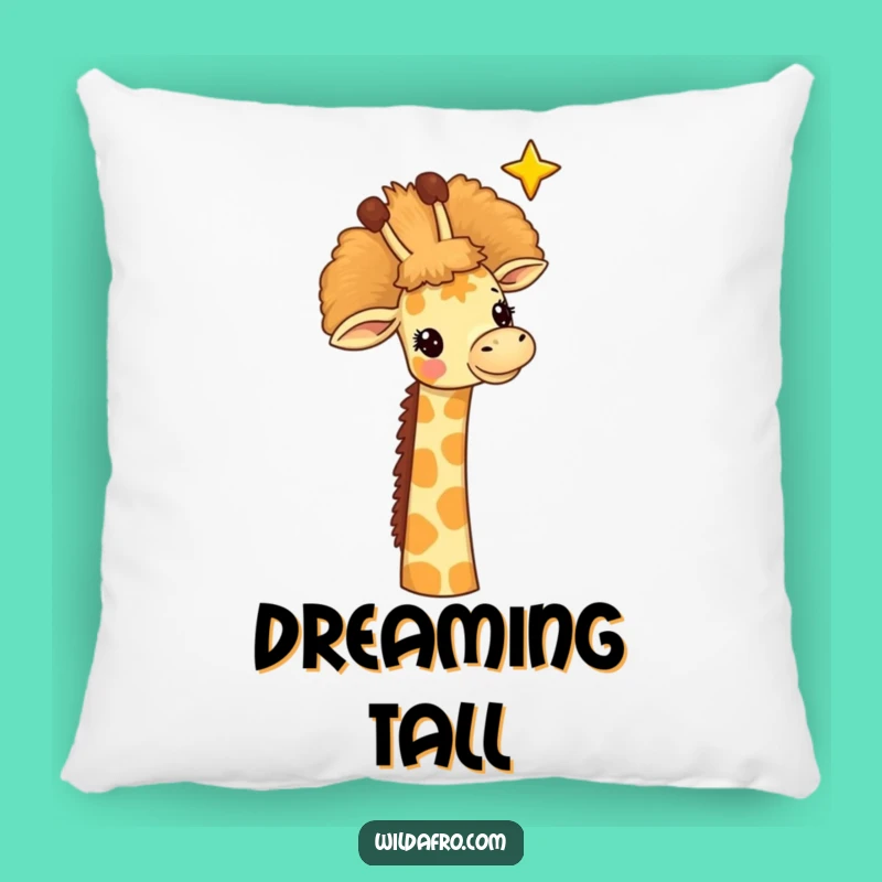 Funny Giraffe Afro Star Pillow, Whimsical Cushion Art, Hilarious Home Decor Gift
