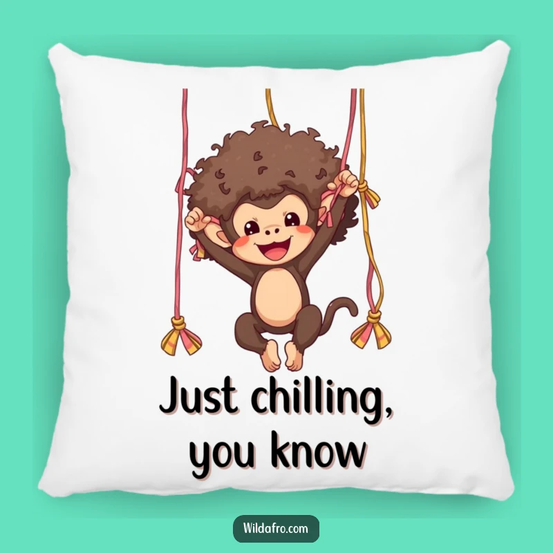 Funny Monkey Afro Yarn Swing Pillow - Comfy Joke Cushion Gift