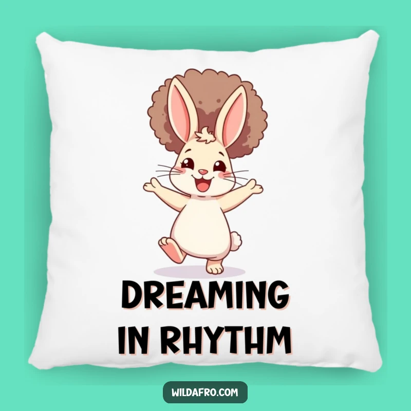Funny Rabbit Afro Dance Pillow: Cozy Comfort with a Joyful, Groovy Vibe