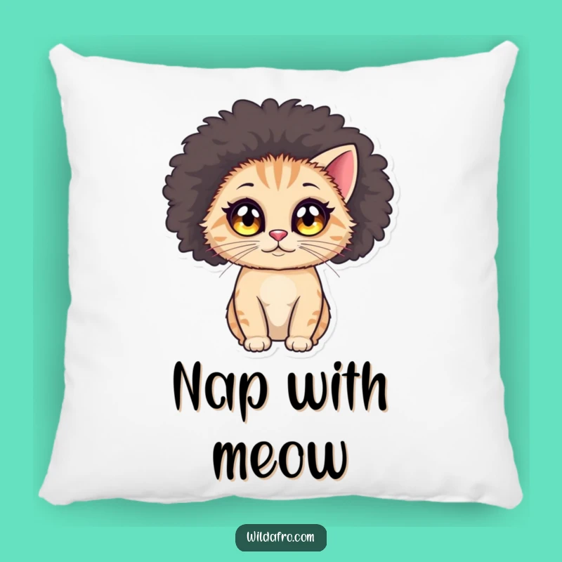 Funny Cat Afro Pillow: Cozy Up with Feline Funk!