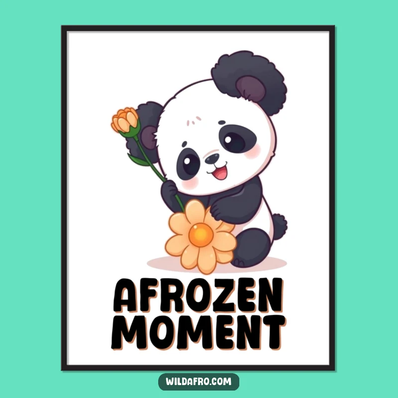 Funny Panda Afro Digital Art - Instant Downloadable Playful Panda Art, Gift