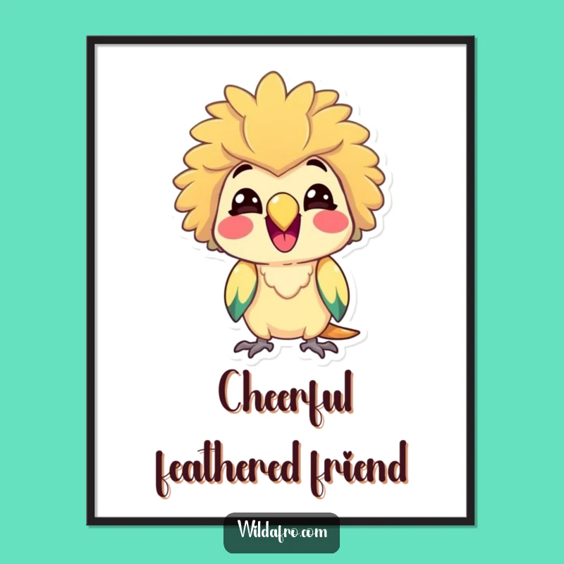 Funny Delighted Parrot Afro Digital Art - Instant Cheer Download