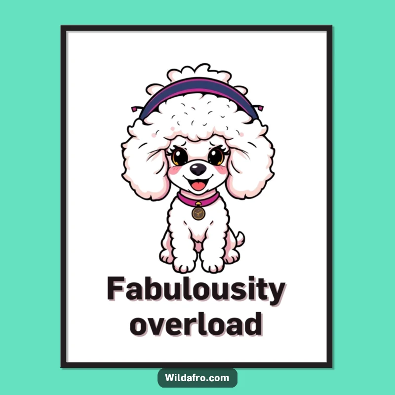 Funny Poodle Afro Wig Digital Print: Instantly Download Hilarious Canine Wall Art